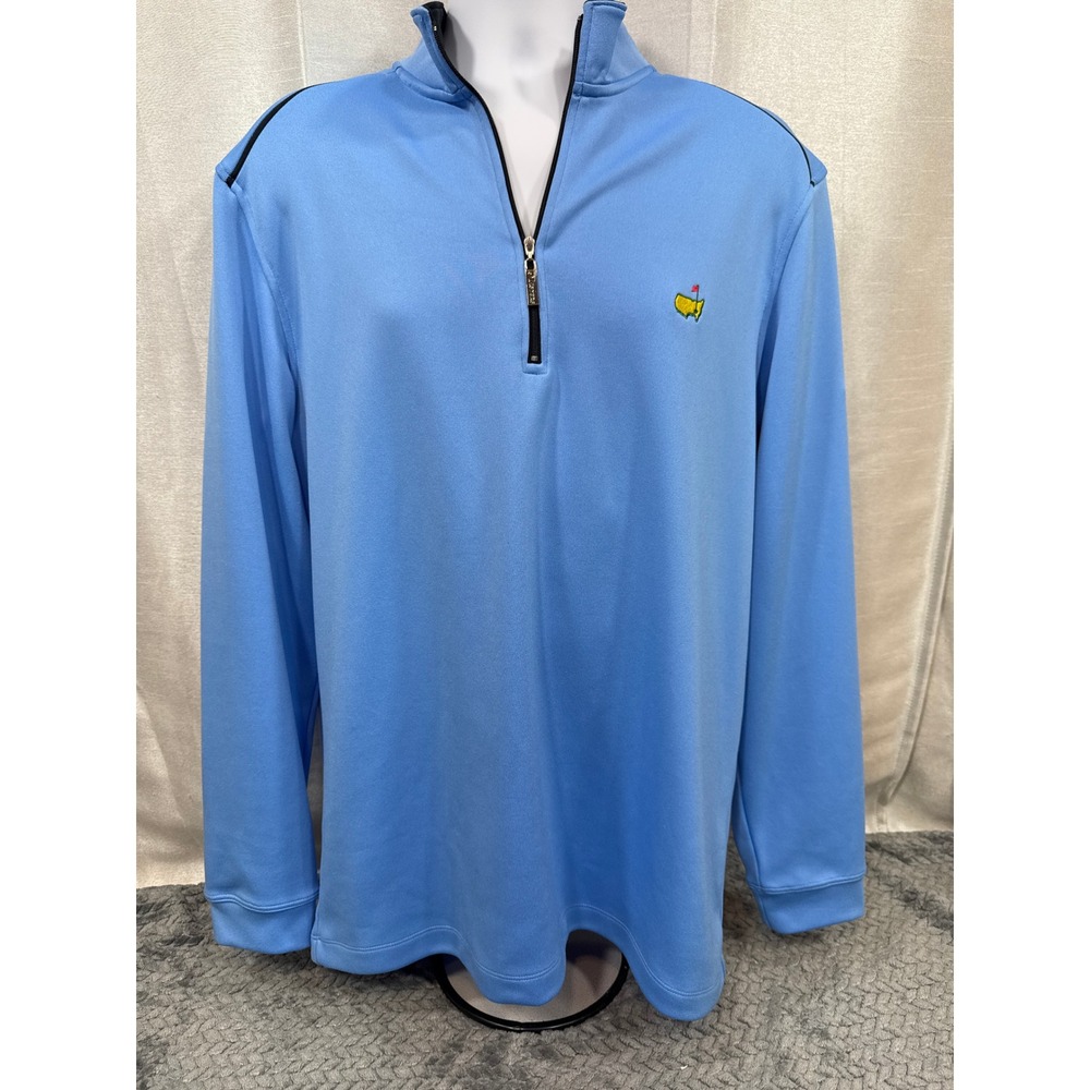 Masters Performance Mens XL 1/4 Zip Pullover Blue Golf Shirt Augusta National